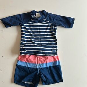 Rugged Butts rashguard and swim trunks